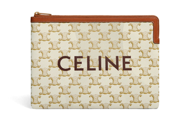 CELINE Triomphe Sheepskin Wallets Clutches Small Size Women's Candy Color/White