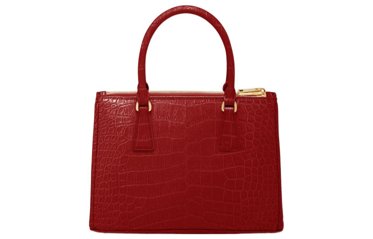 PRADA Galleria Killer Bag Crocodile Leather Shoulder Bag Crossbody Bag Handbag Medium Size Women's Fire Red