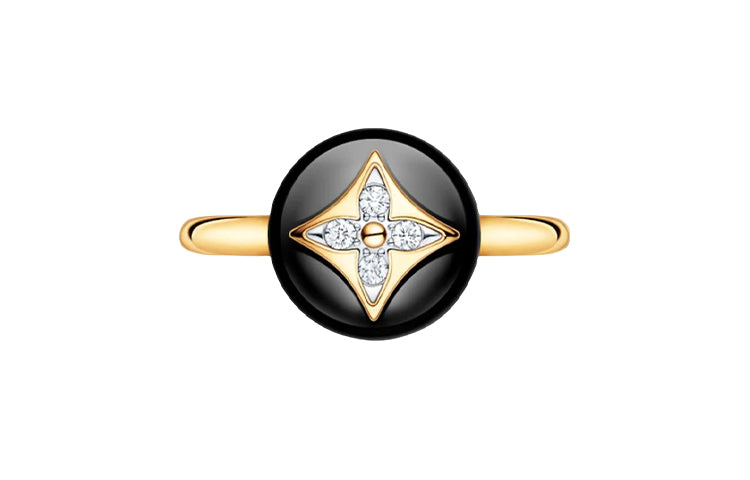 LOUIS VUITTON Color Blossom Ring Yellow Gold White Gold Onyx And Diamonds
