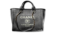 CHANEL Fabric Beach Bag Tote Bag Shopping Bag Shoulder Bag Crossbody Bag Handbag Medium Size Women's Gray White