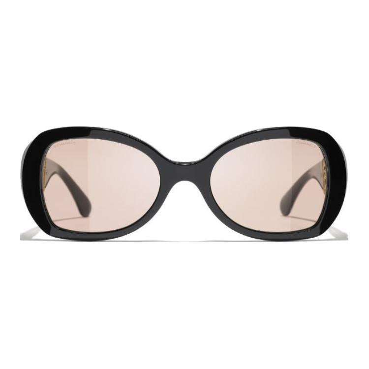 CHANEL Metal Acetate Butterfly Sunglasses Unisex Black