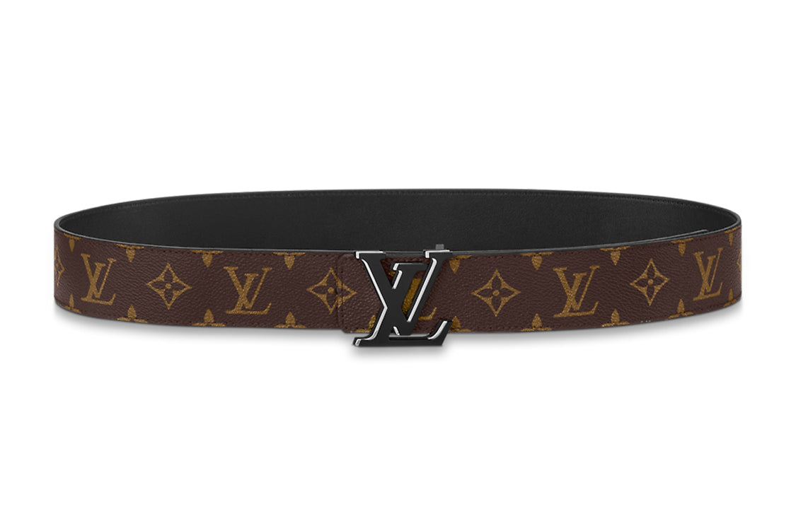 LOUIS VUITTON Logo Double-Sided Patch Smooth Buckle Leather Belts Unisex Brown Width: 4cm