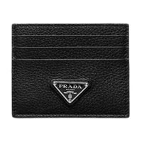 PRADA Leather Card Holder Card Holder Men's Black
