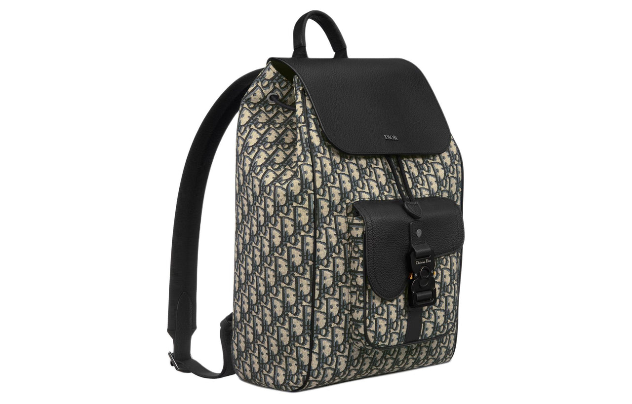 DIOR Grained Calfskin Backpack Men's Beige & Black
