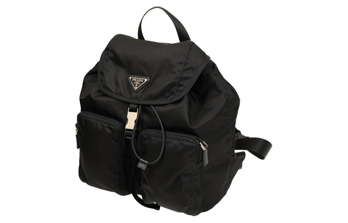 PRADA Canvas Backpack Unisex Black