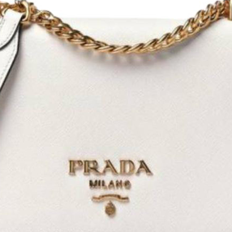 PRADA Saffiano Leather Crossbody Bag, Shoulder Bag Regular Women's White