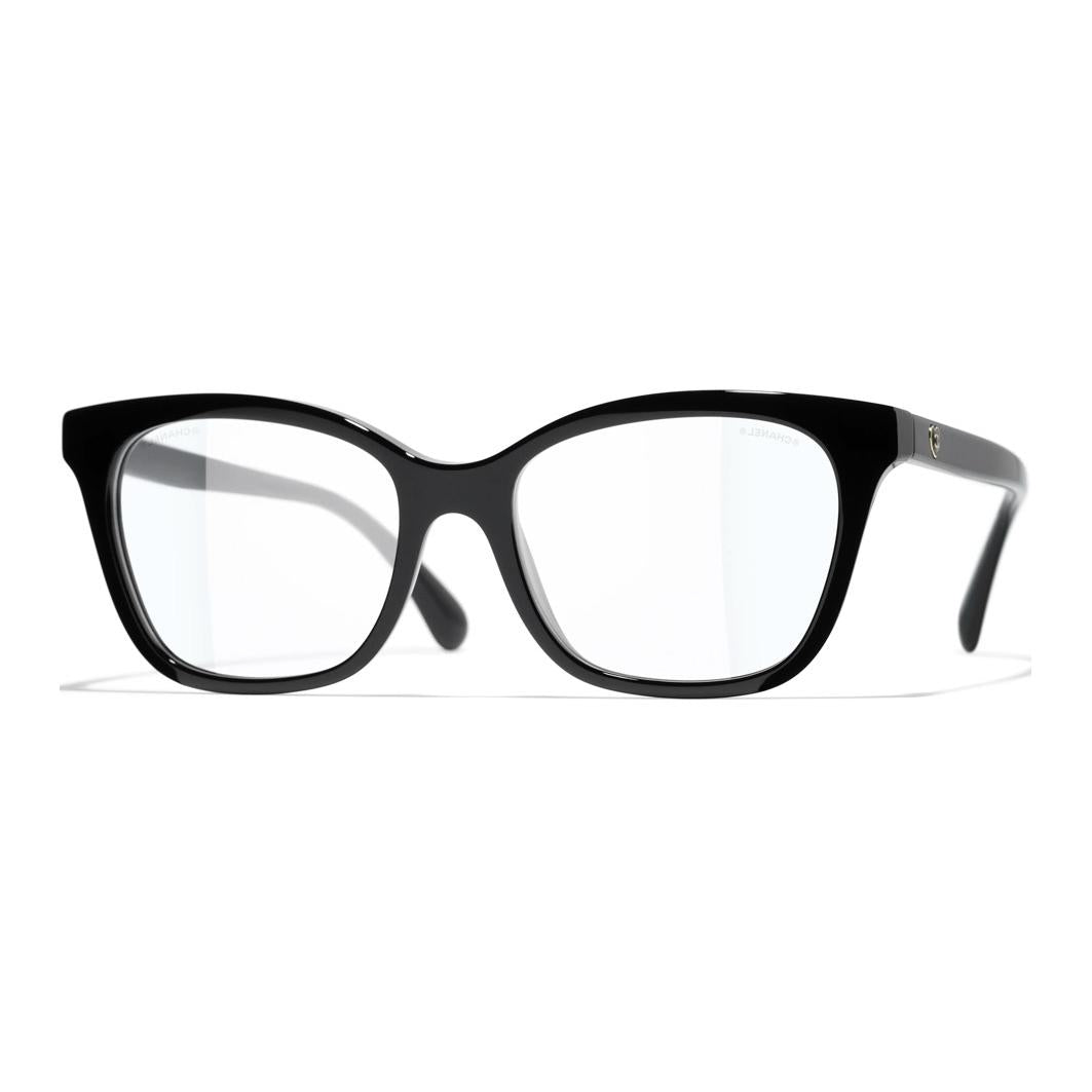 CHANEL Acetate Butterfly Eyeglass Frames Unisex Black