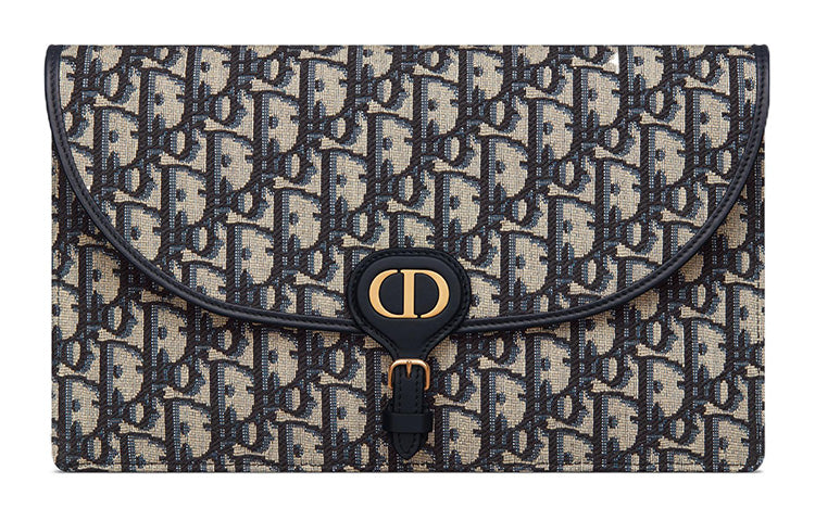 DIOR Bobby Jacquard Fabric Clutch Women's Blue