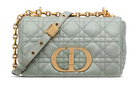 DIOR Caro Soft Cow Leather Handbag Shoulder Bag Crossbody Bag Small Size Women's Gray