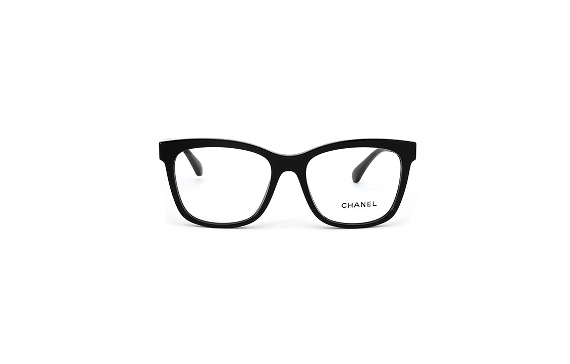 CHANEL Plate Frame Square Eyeglass Frames Women's Black