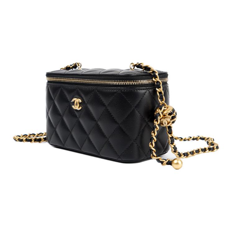 CHANEL Sheepskin Square Box Bag Crossbody Bag Regular Women's Black