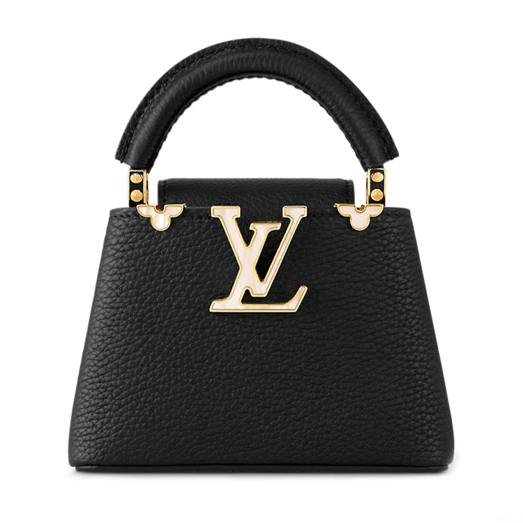 LOUIS VUITTON Capucines Aurillon Cow Leather Shoulder Bag, Crossbody Bag, Handbag Nano Women's Black