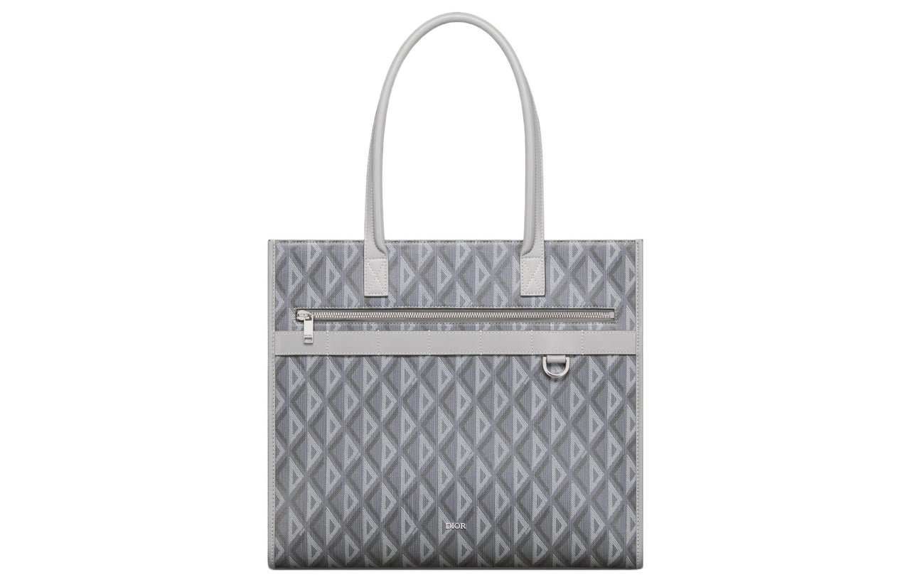 DIOR Cotton Canvas Tote Bag Shopping Bag Handbag Men's Gray