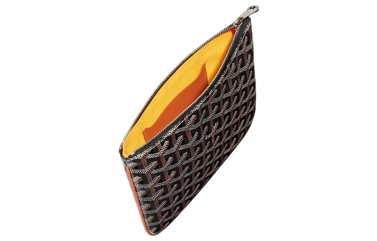 GOYARD SENAT Canvas With Calfskin Wallet Card Holder Clutch Mini Unisex Brown