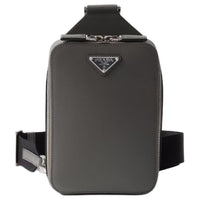 PRADA Saffiano Cow Leather Shoulder Bag Crossbody Bag Sling Bags Men's Marble Gray