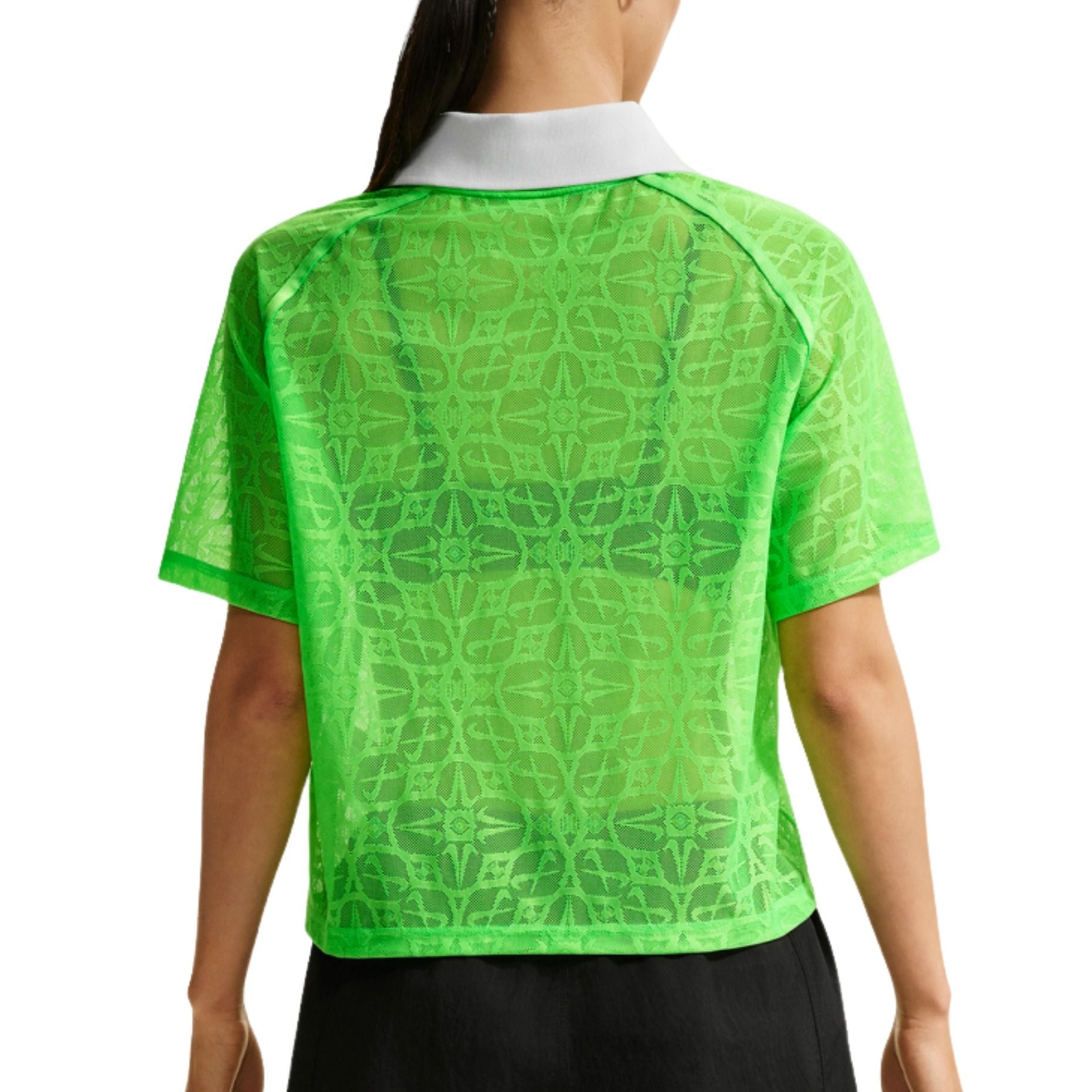 (WMNS) Nike Sportswear Classic Loose-Fit Lace T-shirt 'Green Strike Pure Platinum Black' IF0521-398