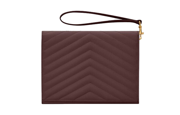 SAINT LAURENT Monogram Cow Leather Handbags Clutches Women's Brown