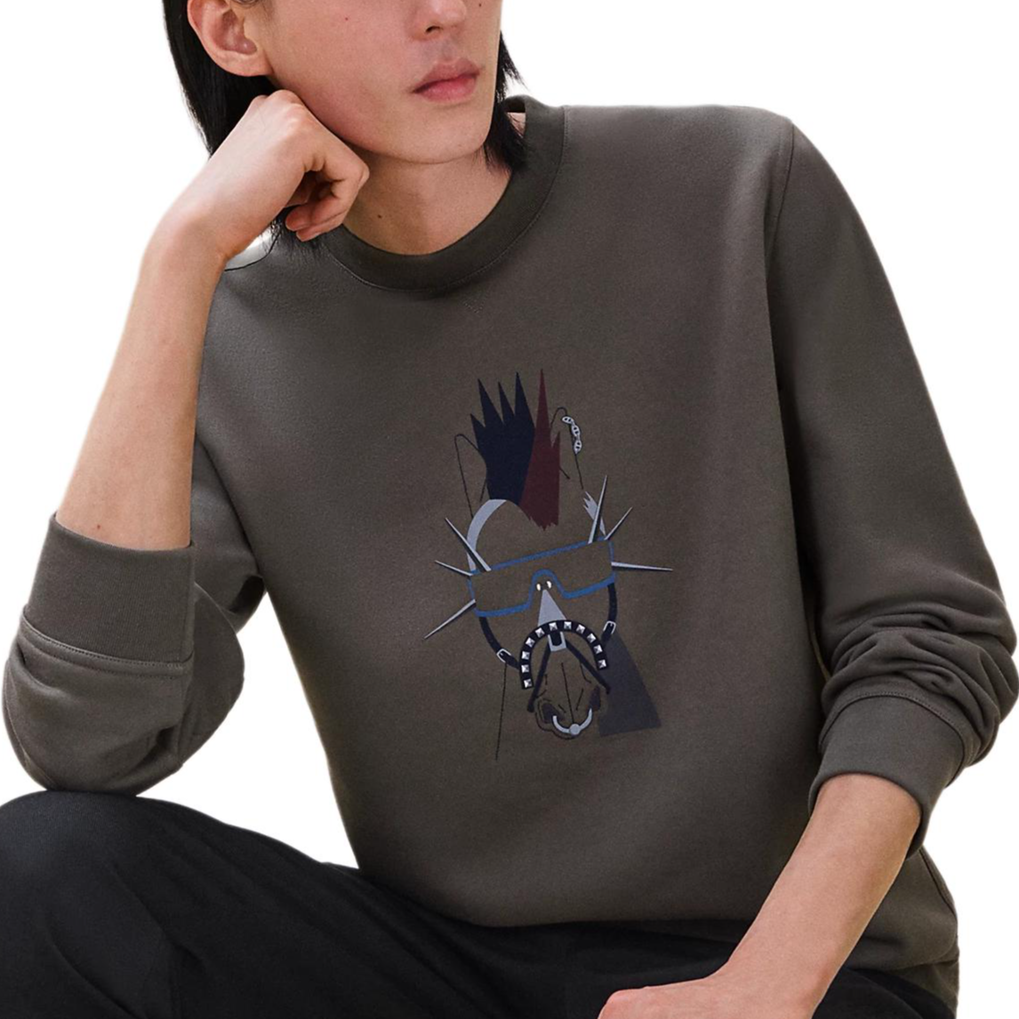 HERMES Sweatshirts Men Gray