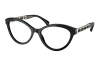 CHANEL Plate Frame Oval Eyeglass Frame Women's Black