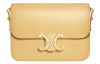 CELINE Triomphe Shiny Cow Leather Shoulder Bag Tofu Bag Portable Crossbody Bag Shoulder Bag Women's Yellow