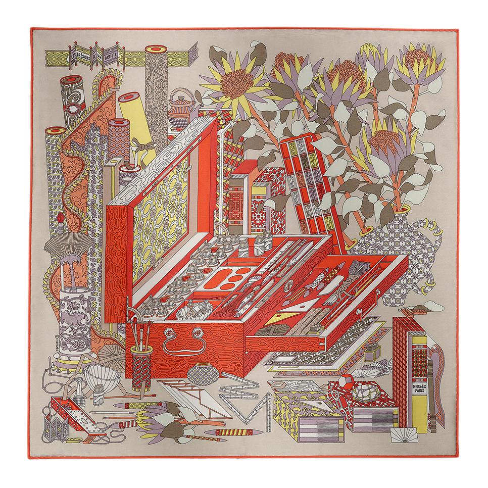 HERMES Silk Silk Silk Scarves Unisex Red