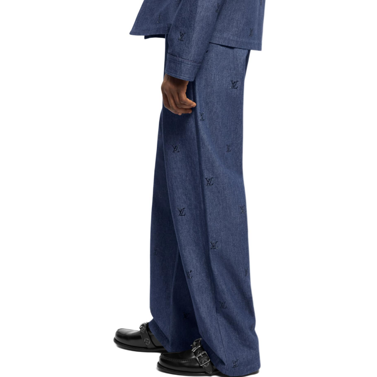 LOUIS VUITTON Lv Blason Embellished Denim Pants