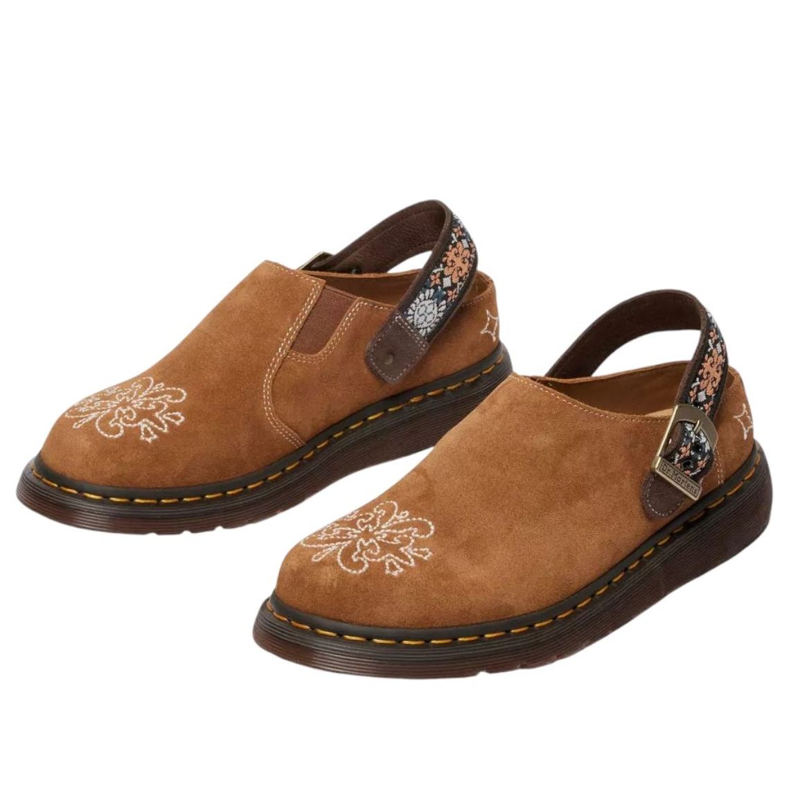 Dr. Martens Isham Suede and Jacquard Mules 'Natural Tan' 40825201