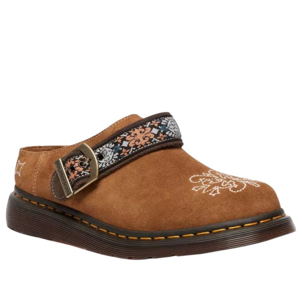Dr. Martens Isham Suede and Jacquard Mules 'Natural Tan' 40825201