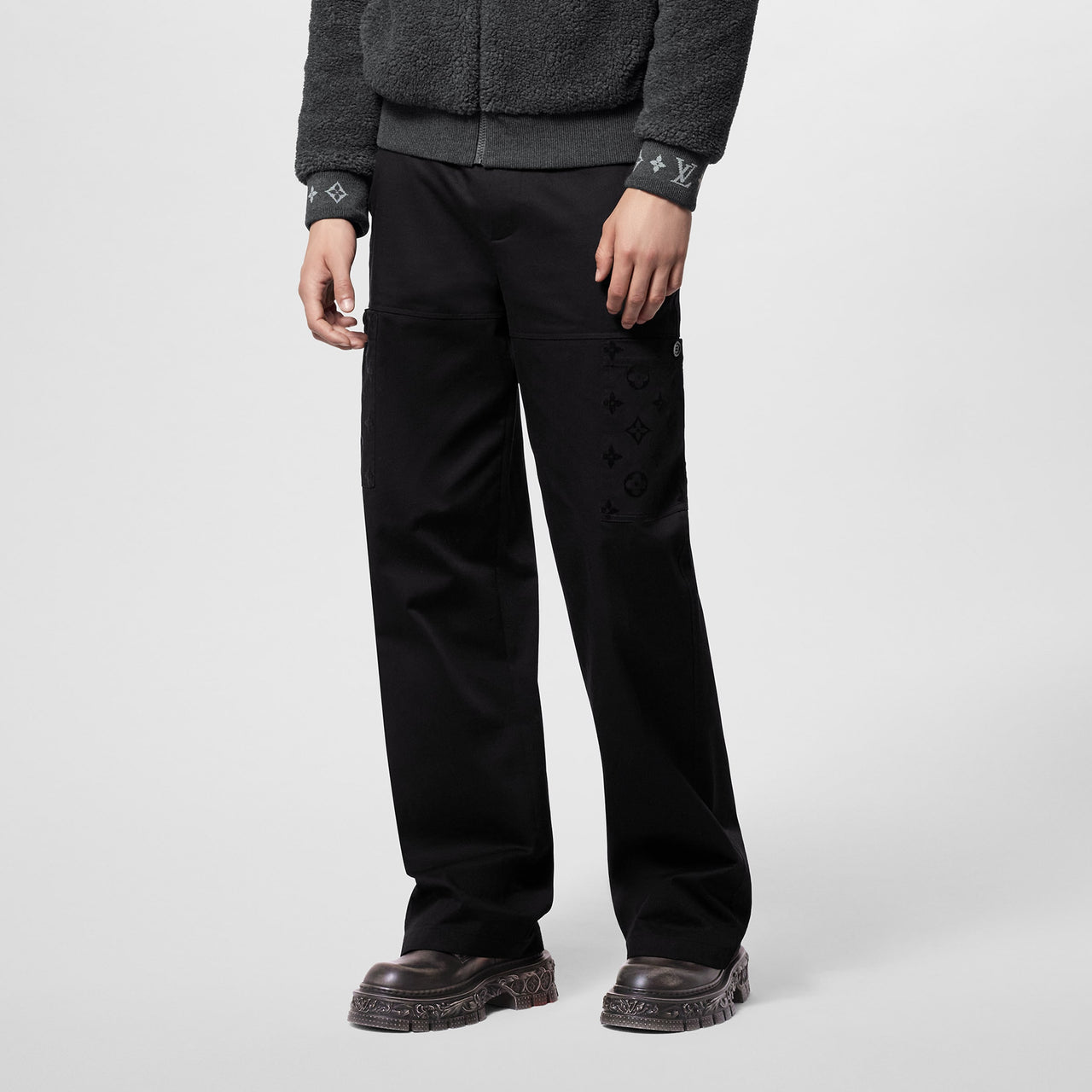 LOUIS VUITTON Flocked Cotton Workwear Pants