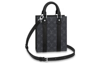LOUIS VUITTON Sac Plat Coated Canvas Sheet Music Bag, Handbag, Shoulder Bag, Crossbody Bag Mini Men's Black