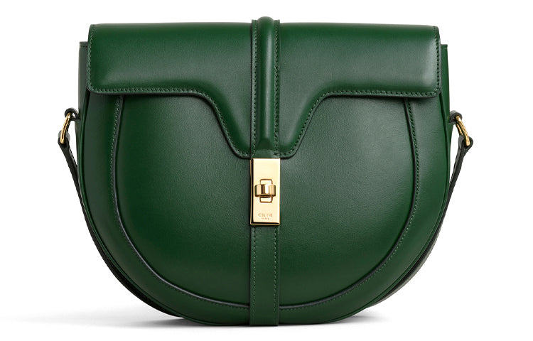 CELINE 16Besace Satin Calfskin Handbag Shoulder Bag Small Size Women's Malachite Green