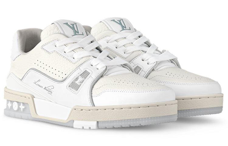 LOUIS VUITTON Trainer Cream White Grey Signature Women's