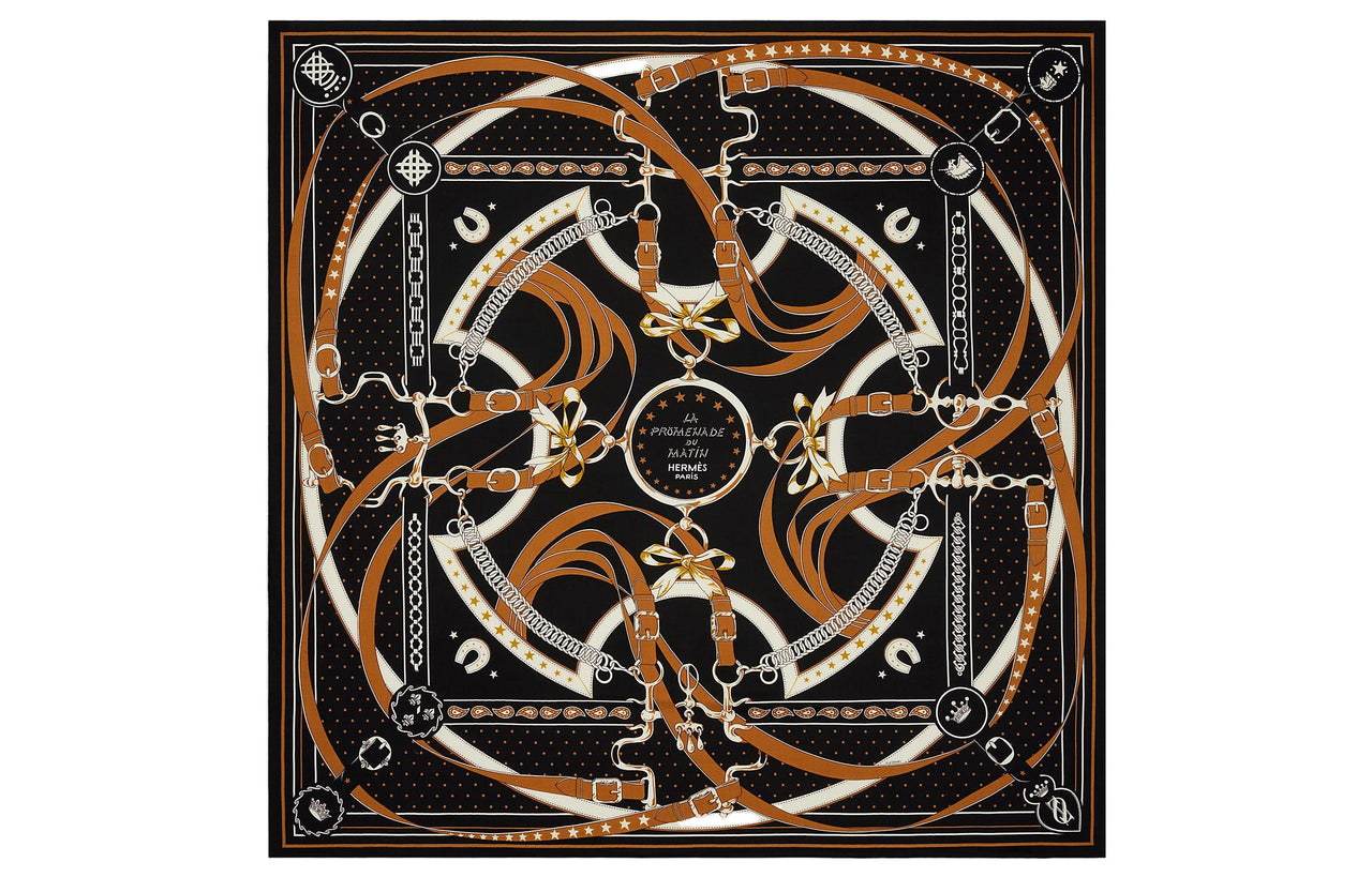 HERMES Silk Scarves Women's Black