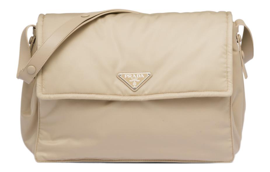 PRADA Cini Fabric With Leather Messenger Bag, Shoulder Bag, Crossbody Bag Tubas Women's Desert Yellow