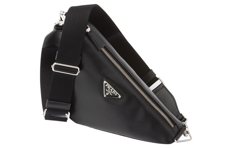 PRADA Triangle Leather Crossbody Bag, Shoulder Bag Men's Black