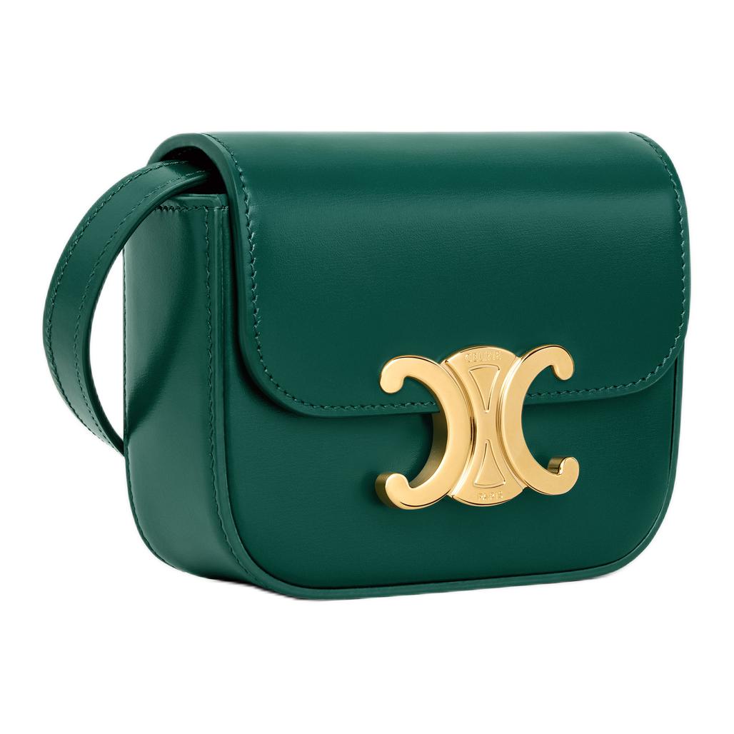 CELINE Calfskin Shoulder Bag, Crossbody Bag Mini Women's Racing Green