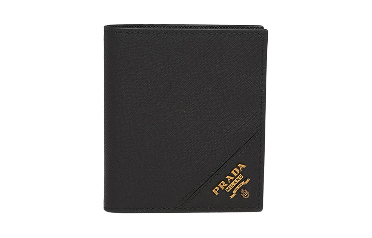 PRADA Calfskin Wallet Men's Black