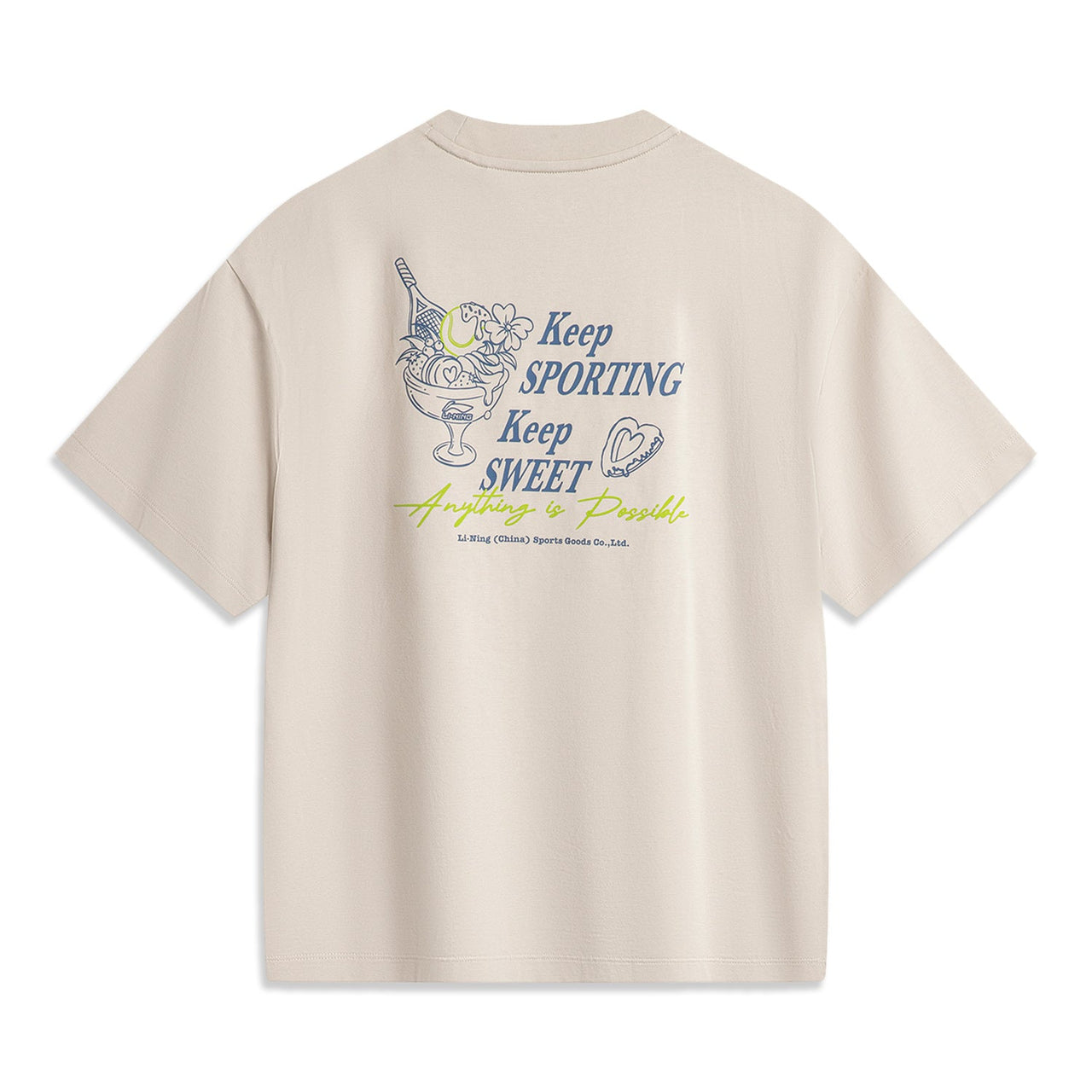 (WMNS) Li-Ning Graphic Oversized T-shirt 'Oatmeal Grey' AHSU522-3