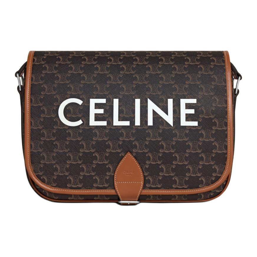 CELINE Messenger Folco In Triomphe Canvas With CELINE Print Crossbody Bags Women's Brown