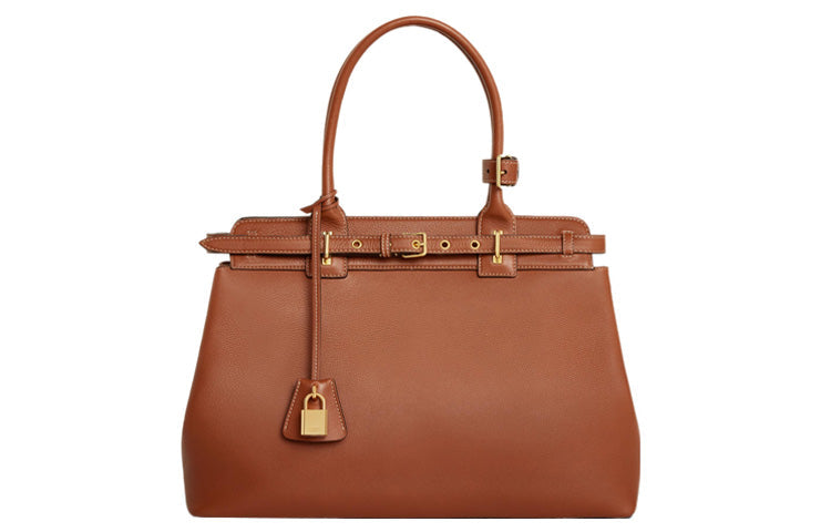 CELINE Calfskin Handbag Regular Women's Brown