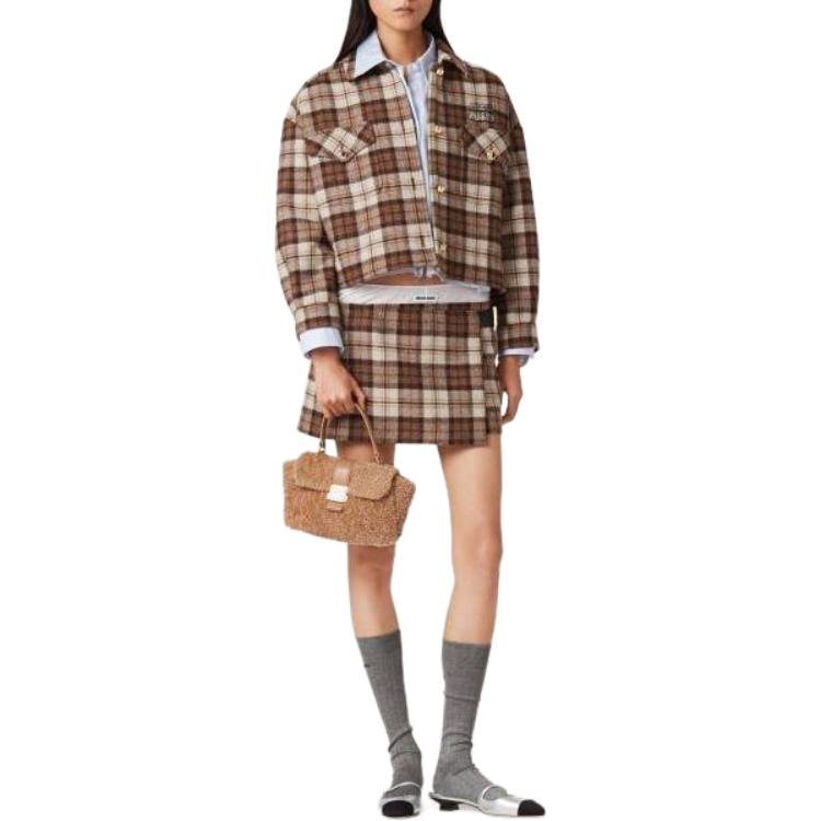 MIU MIU Casual Short Skirts Women's Brown