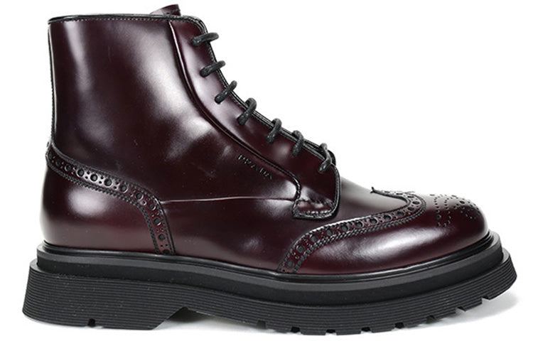 PRADA Ankle Boots Men's Dark Purple Red