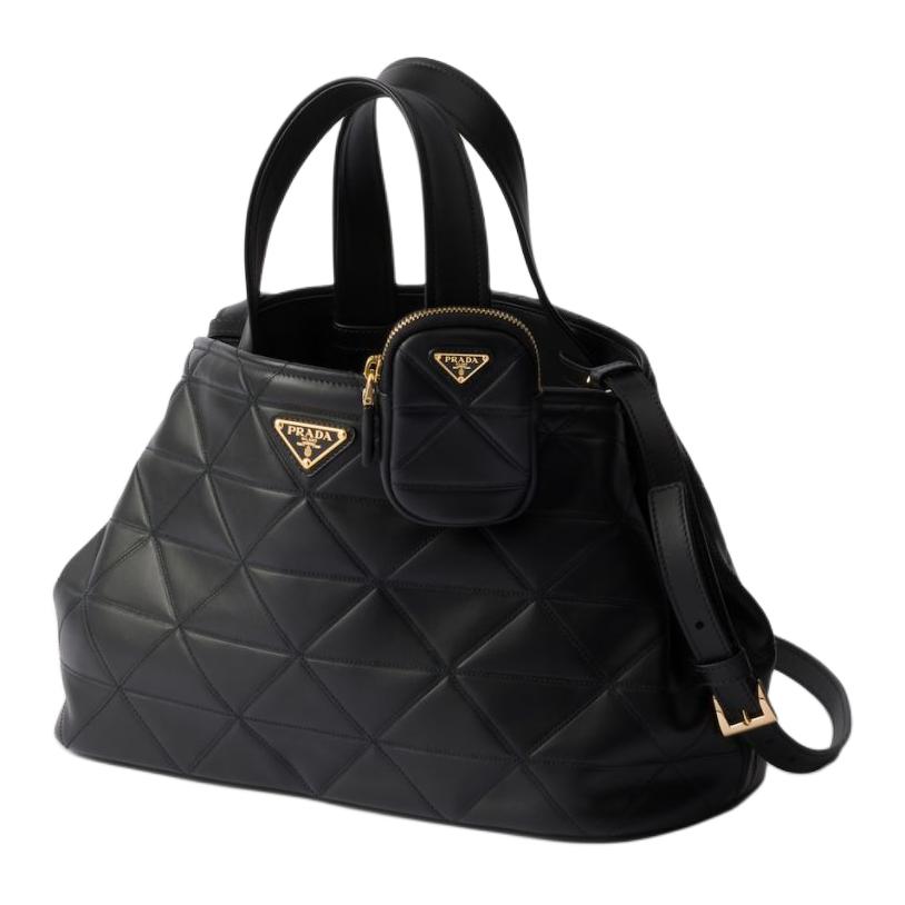 PRADA Leather Shoulder Bag Crossbody Bag Handbag Medium Size Women's Black