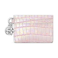 LOUIS VUITTON Crocodile Leather Card Holder Women's Silver Pink