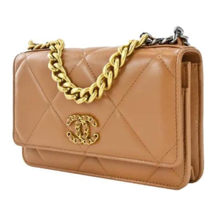 CHANEL 19BagWOC Goatskin Handbag Shoulder Bag Crossbody Bag Women's Brown
