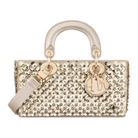 DIOR Lady D Joy Lambskin Lady Dior Bag, Shoulder Bag, Crossbody Bag, Handbag Small Size Women's Gold