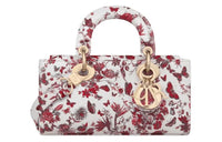DIOR Lady D JOY Cow Leather Dior Bag Shoulder Bag Crossbody Bag Handbag Small Size Women's White & Red