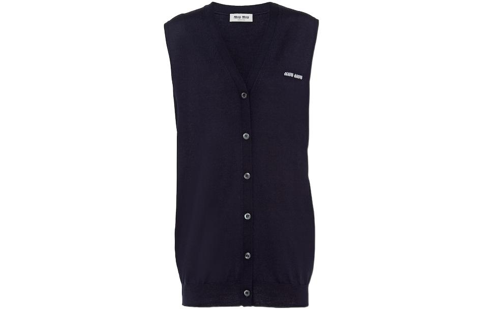 MIU MIU Intarsia-logo Wool Cardigan