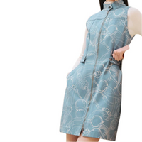 HERMES Sleeveless Dress Women's Arctic Blue