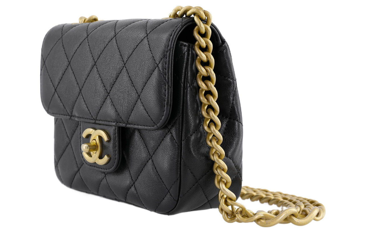 CHANEL Sheepskin Chain Bag Shoulder Bag Crossbody Bag Small Size Women's Black